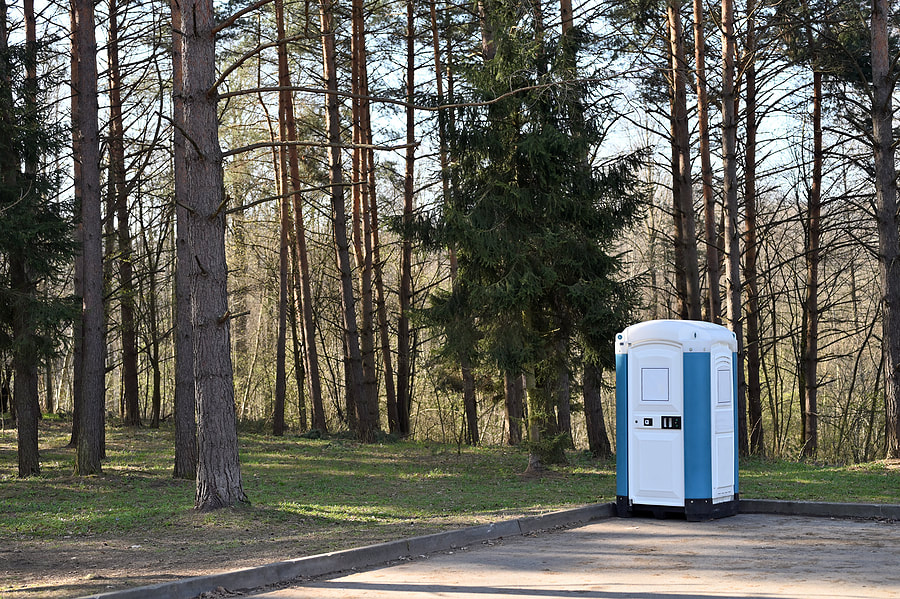 portable toilet in the forest