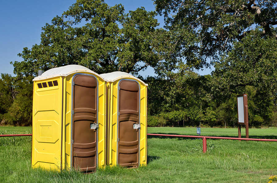 two toilets in the grass